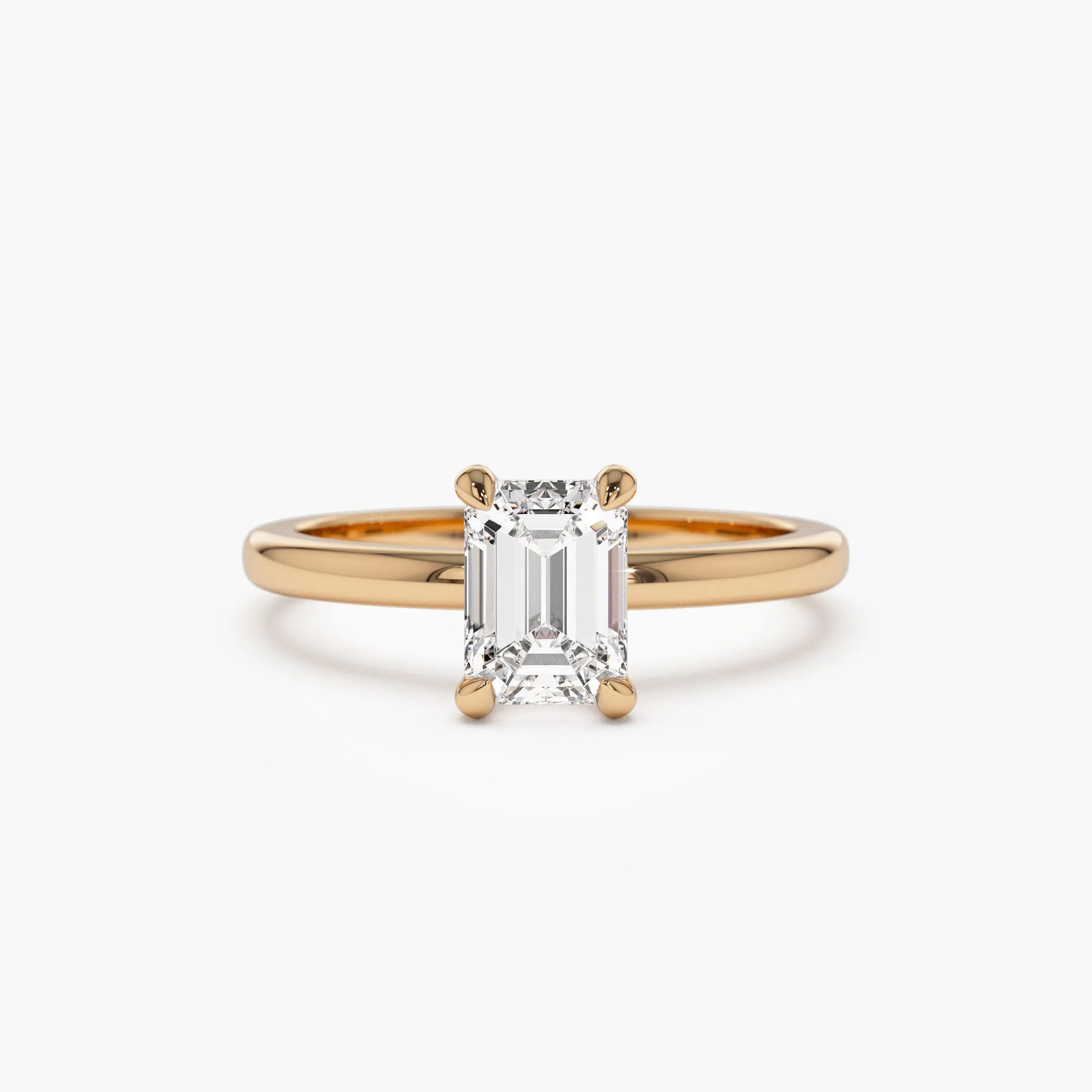 0.75 - 1.50 ctw 14k Four Prong Setting Emerald Cut Lab Grown Diamond Engagement Ring - Esther