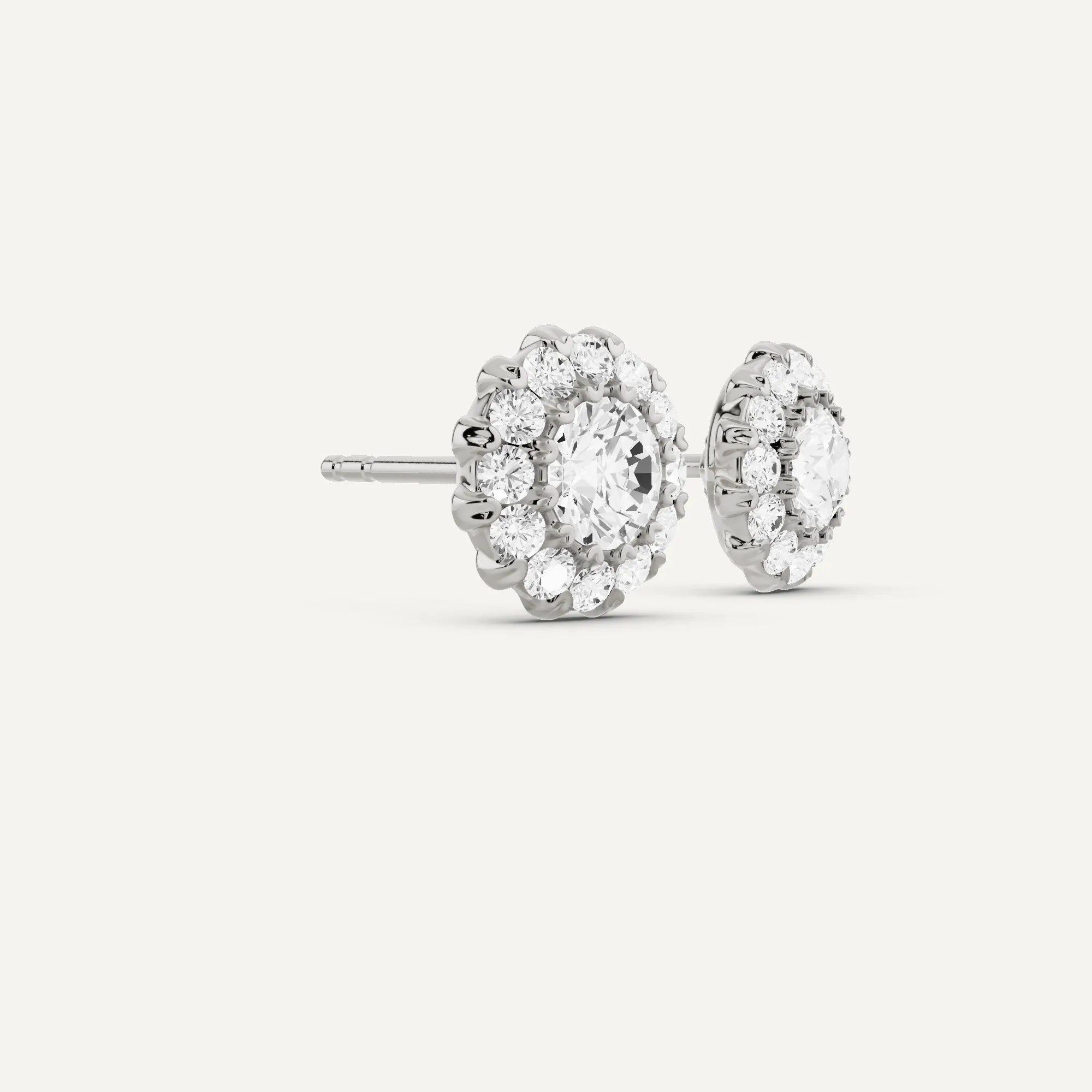 1 1/2 ctw Round Diamond Halo Stud Earrings