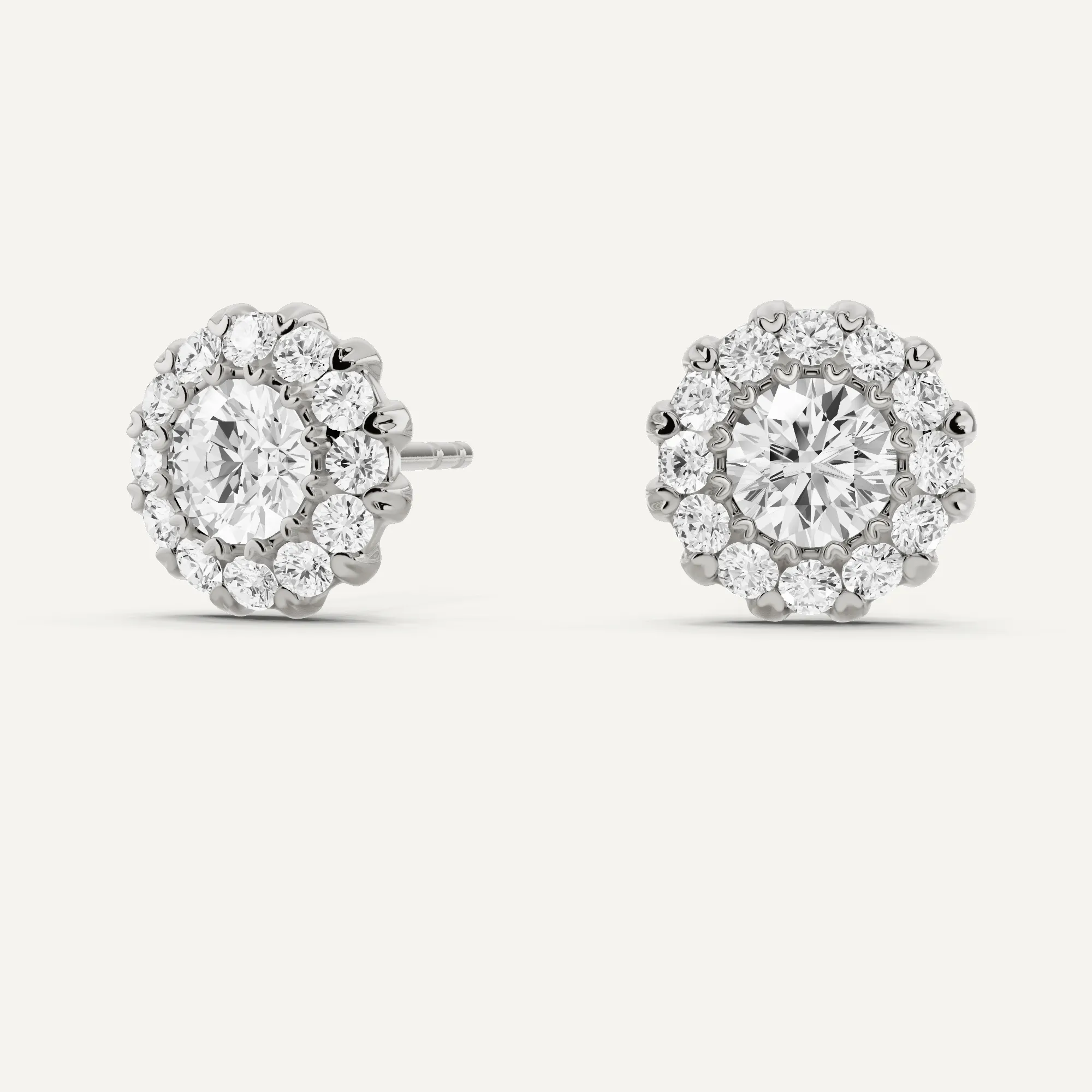 1 1/2 ctw Round Diamond Halo Stud Earrings