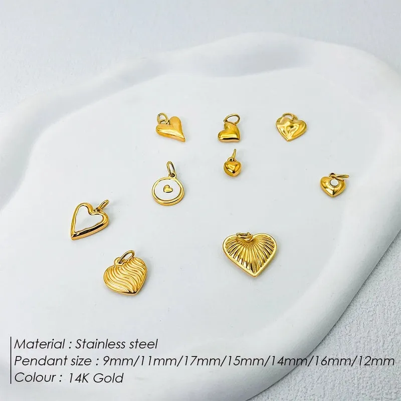 1 Piece 11mm Hollow Ball 17mm Diameter 9mm 304 Stainless Steel Shell 14K Gold Plated Heart Shape Pendant