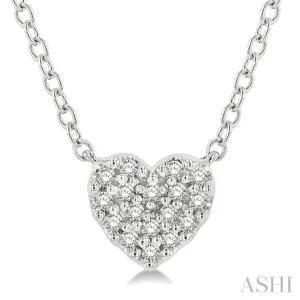 1/10 Ctw Heart Charm Round Cut Diamond Petite Fashion Pendant With Chain in 10K White Gold