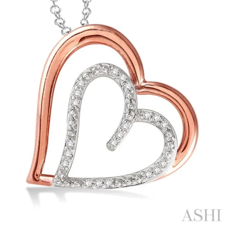 1/20 Ctw Single Cut Diamond Heart Pendant in Sterling Silver with Chain