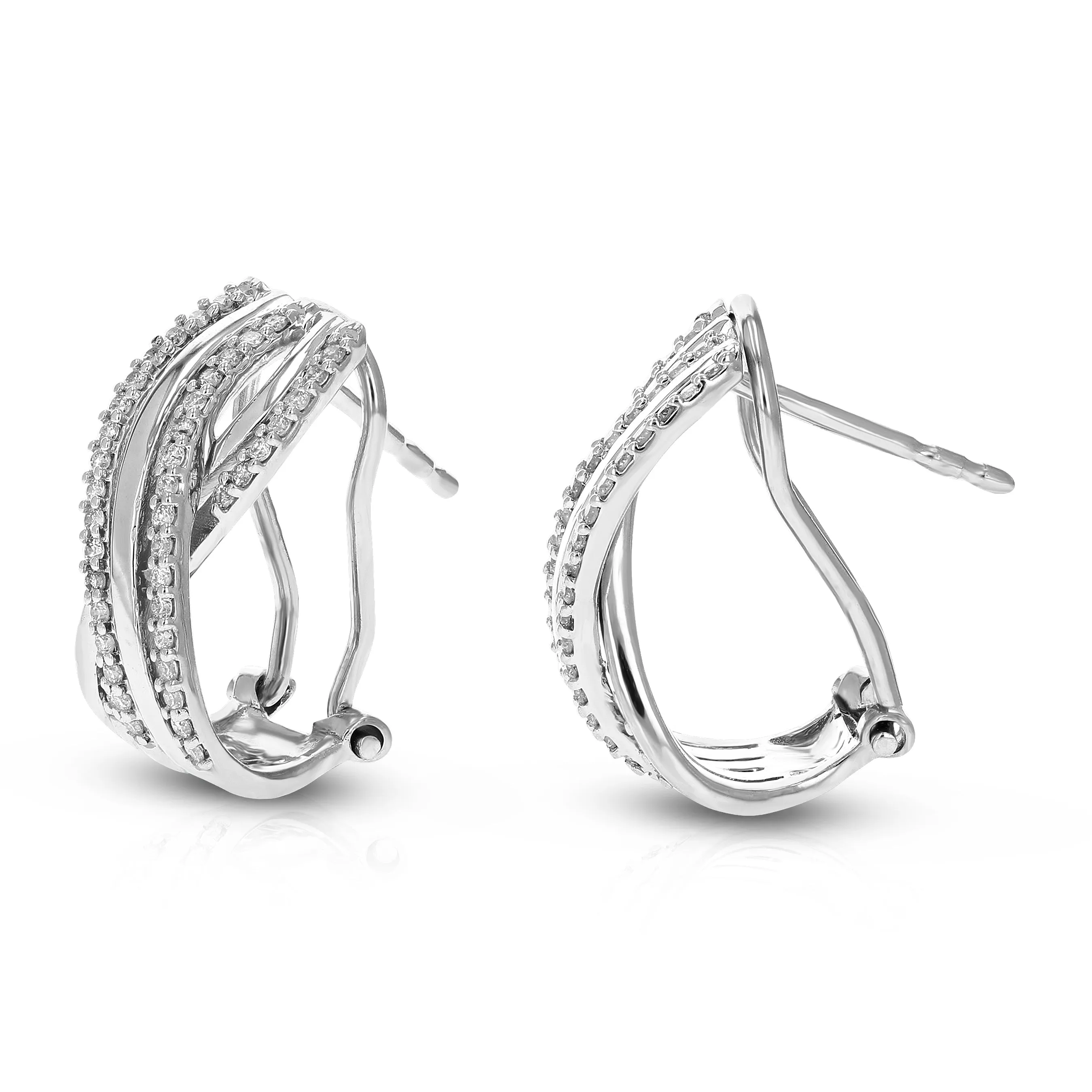 1/3 cttw Lab Grown Diamond Twisted Drop Stud Earrings in Silver