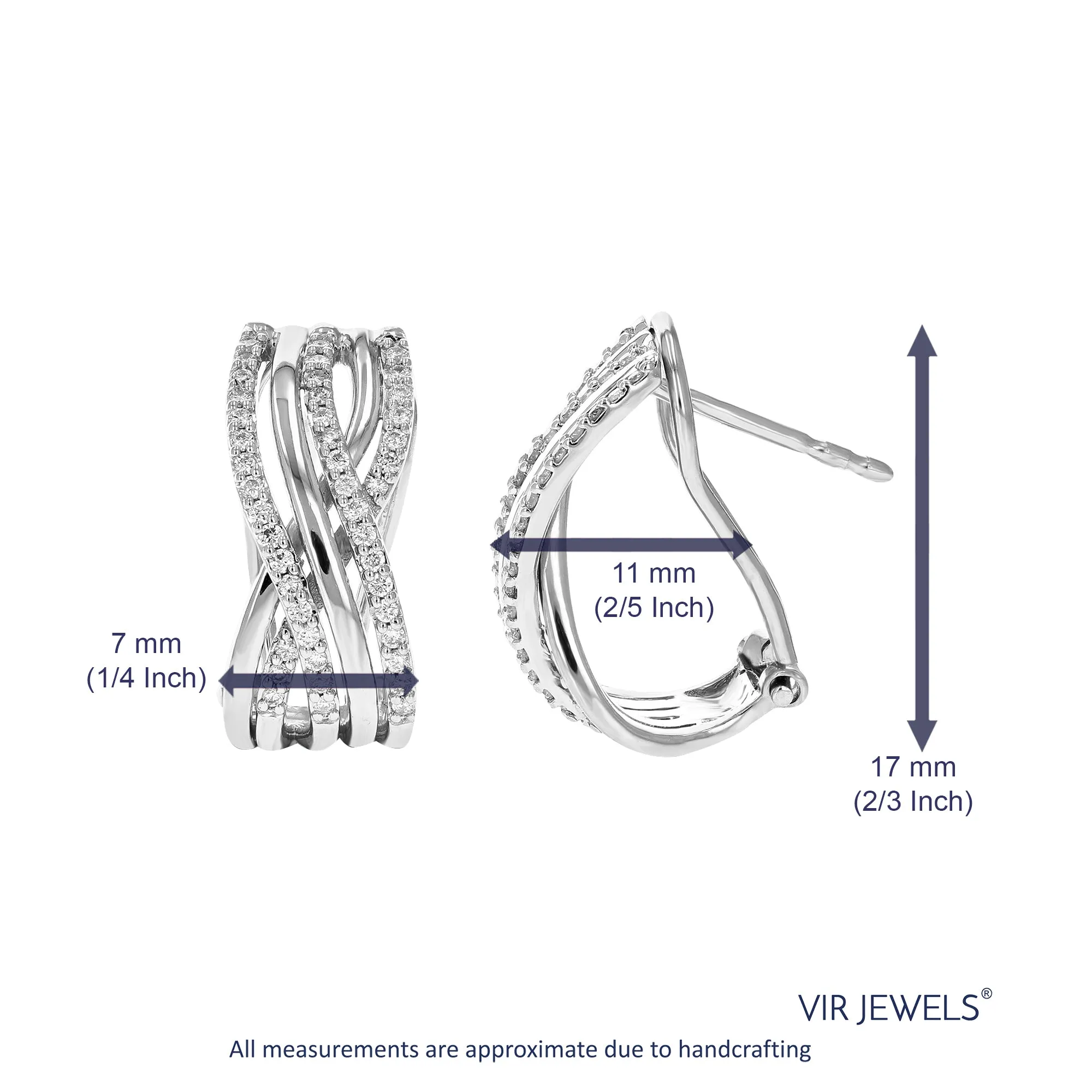 1/3 cttw Lab Grown Diamond Twisted Drop Stud Earrings in Silver