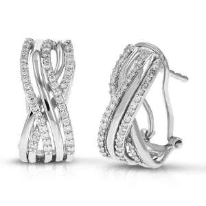 1/3 cttw Lab Grown Diamond Twisted Drop Stud Earrings in Silver