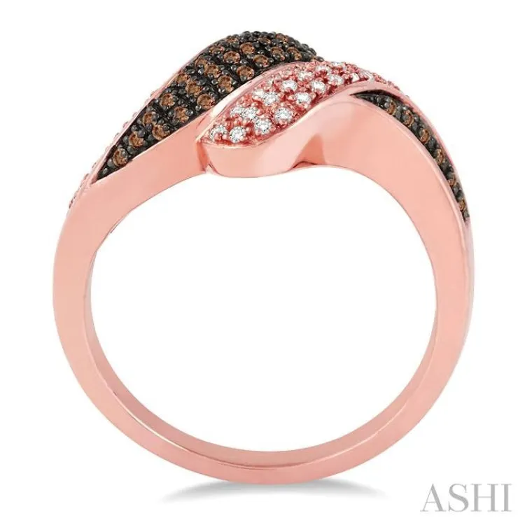 1/4 Ctw White and Champagne Brown Diamond Ring in 14K Rose Gold