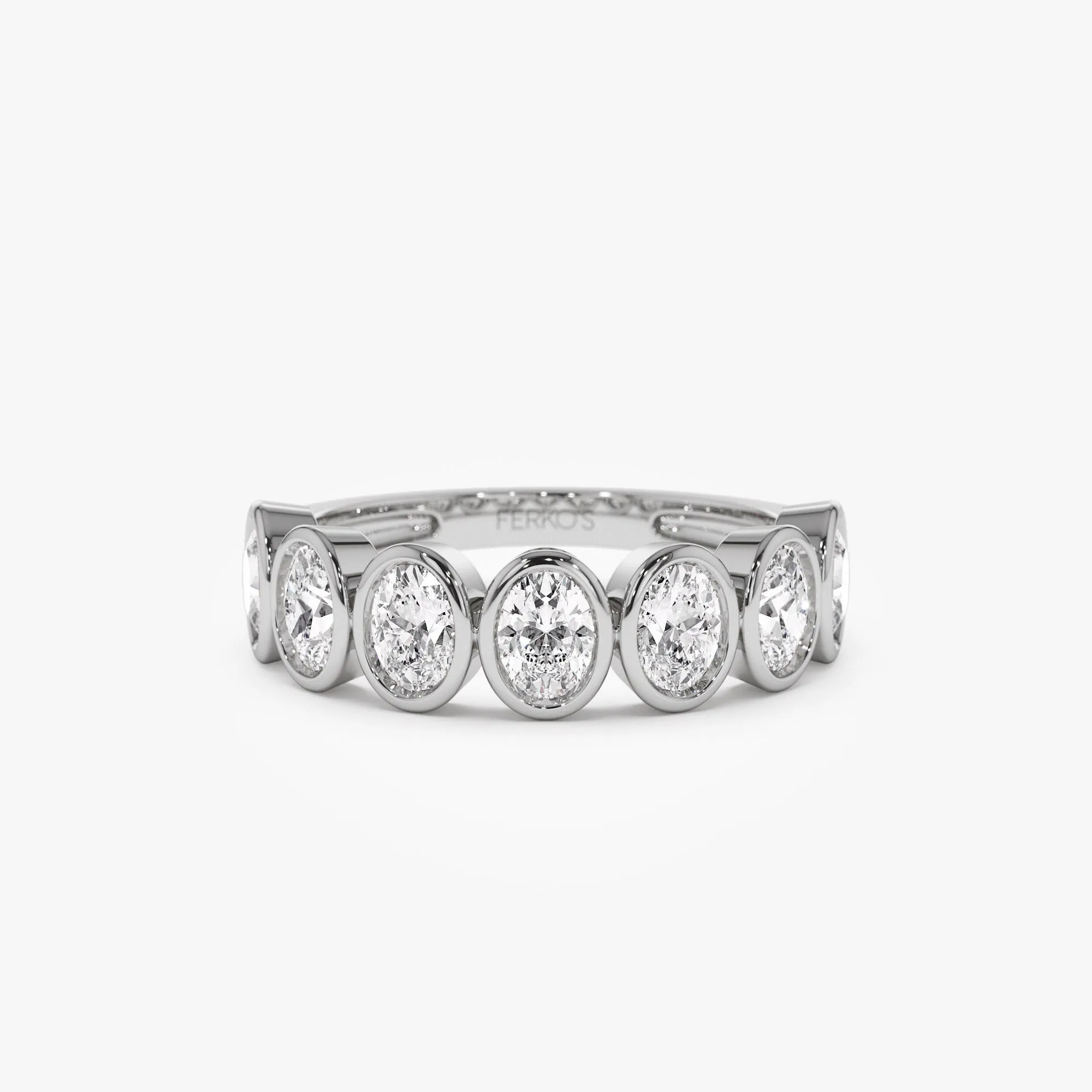 1.45 ctw 14k Bezel Setting Seven Stone Oval Shape Lab Grown Diamond Ring - Avery