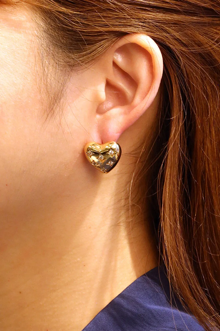 14K Gold Dipped Puffy Heart Earrings