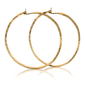 14K Gold Filled Hammered Hoop Earrings,2.5 inch Hoop