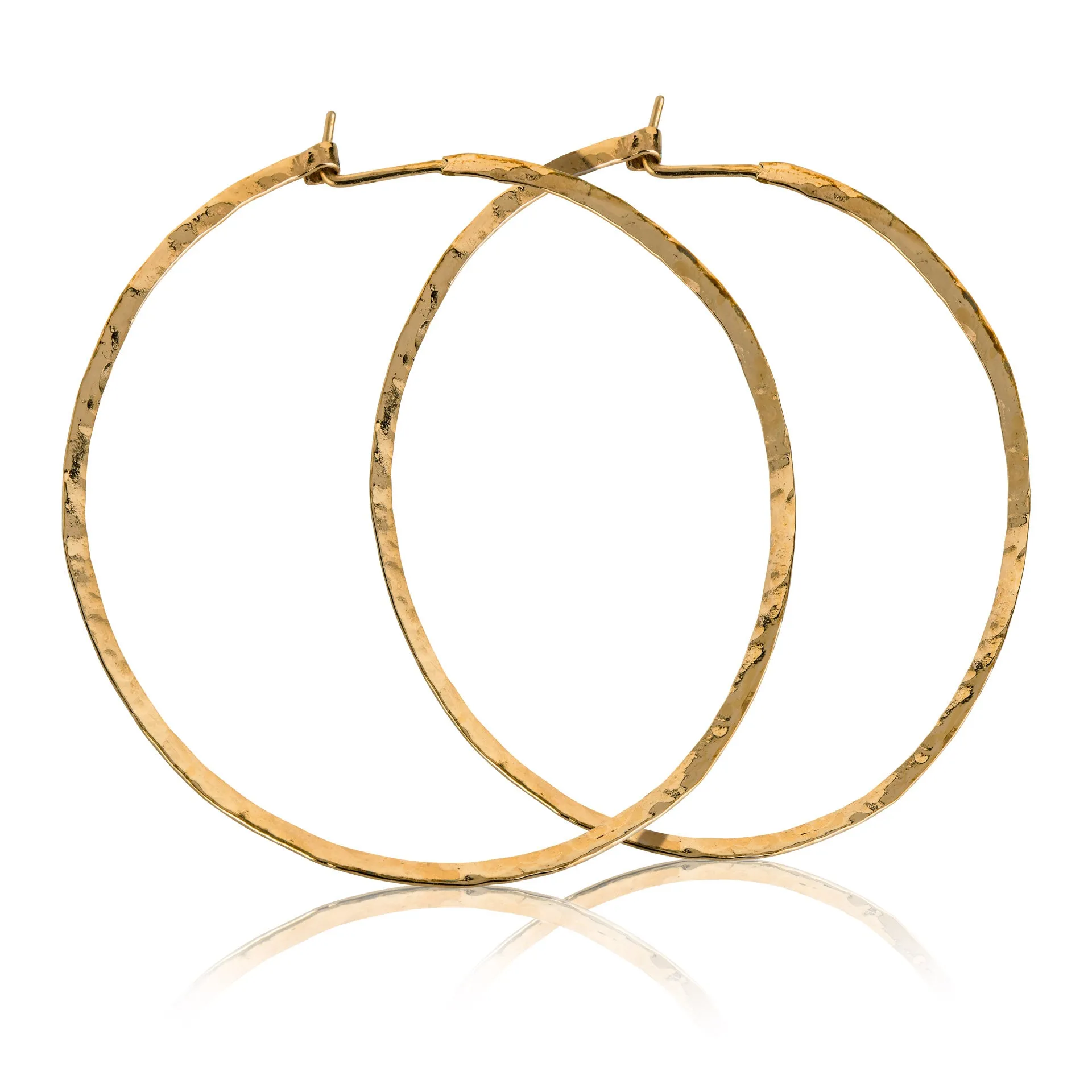 14K Gold Filled Hammered Hoop Earrings,2.5 inch Hoop