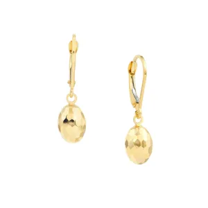 14k Mirrored Oval Bead Drop Earrings