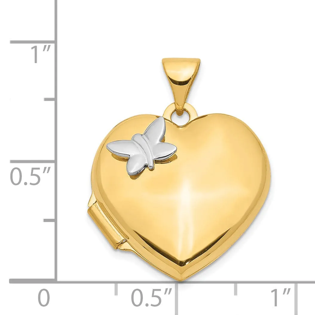 14k Two-Tone Heart withButterfly Locket