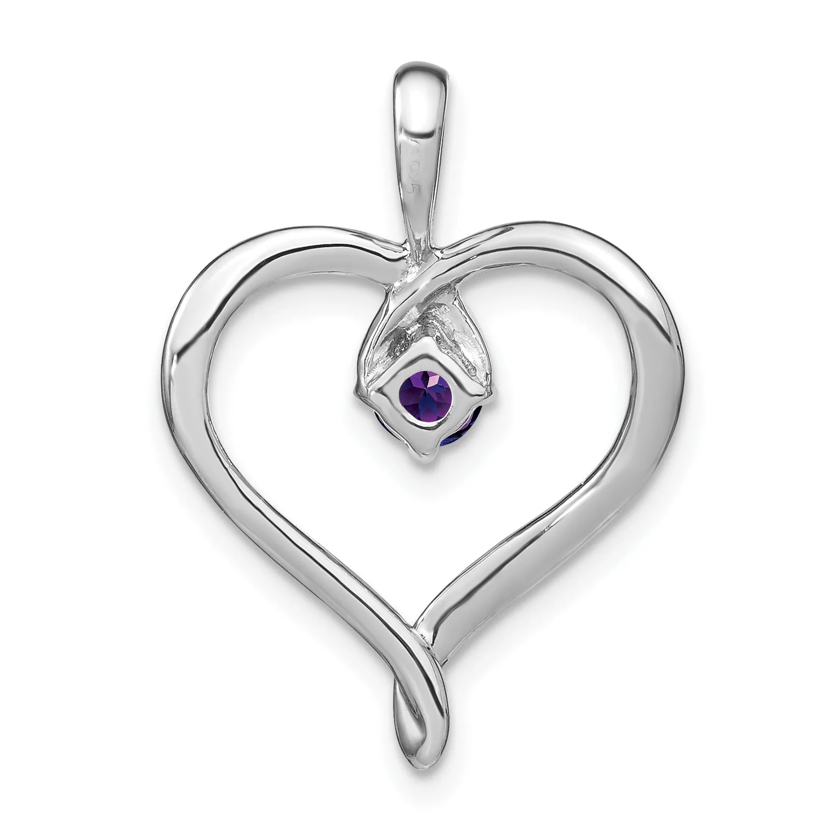 14k White Gold Amethyst Heart Pendant