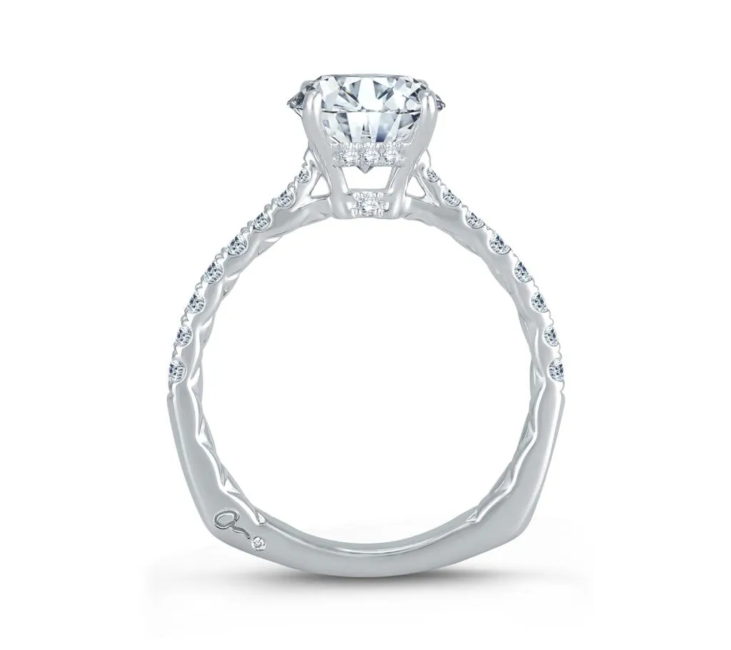 14k White Gold Diamond Engagement Ring Mounting