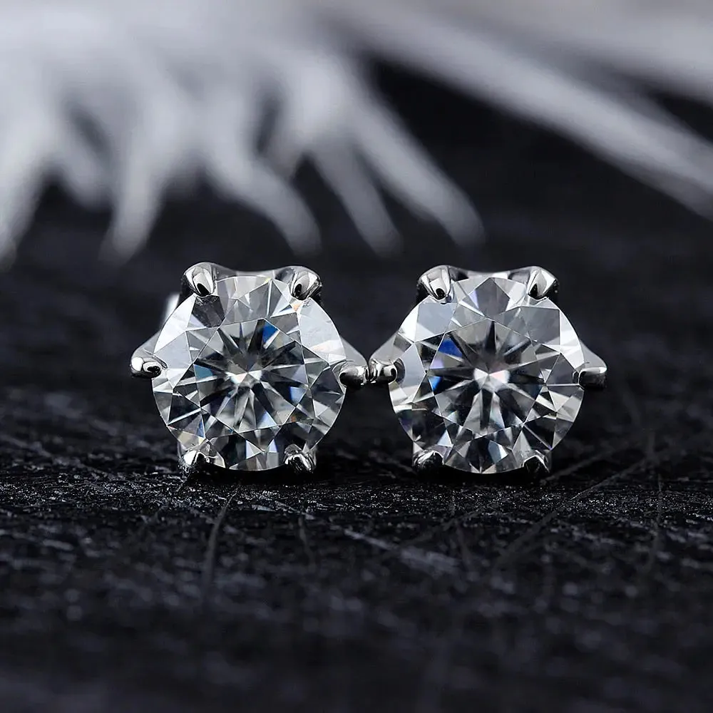 14k White Gold Moissanite Stud Earrings 2ctw