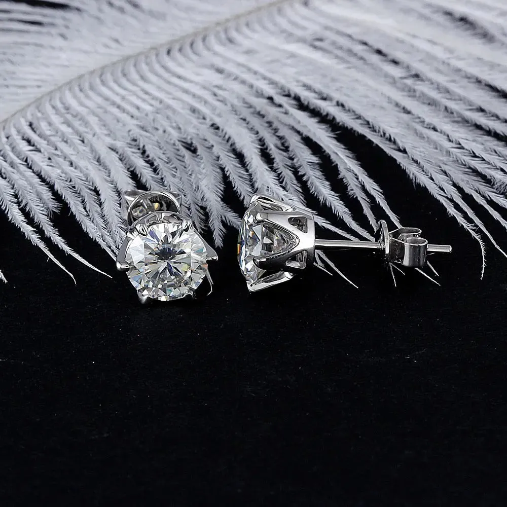 14k White Gold Moissanite Stud Earrings 2ctw