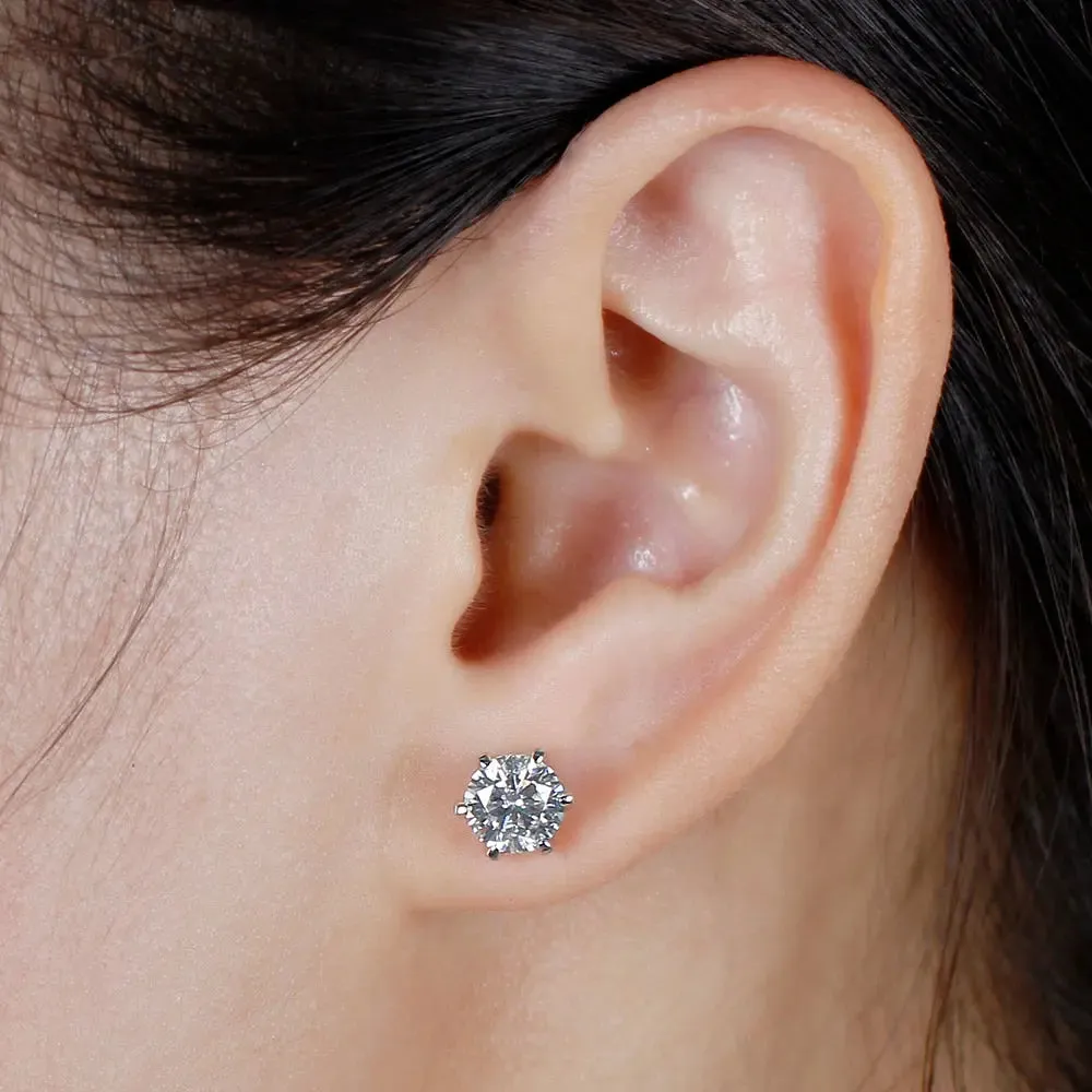 14k White Gold Moissanite Stud Earrings 2ctw