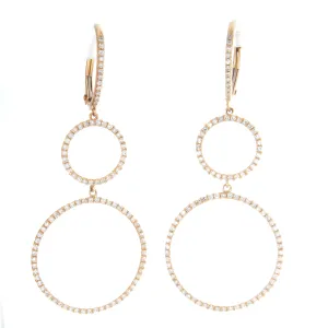 14k Yellow Gold Diamond Circle Earrings