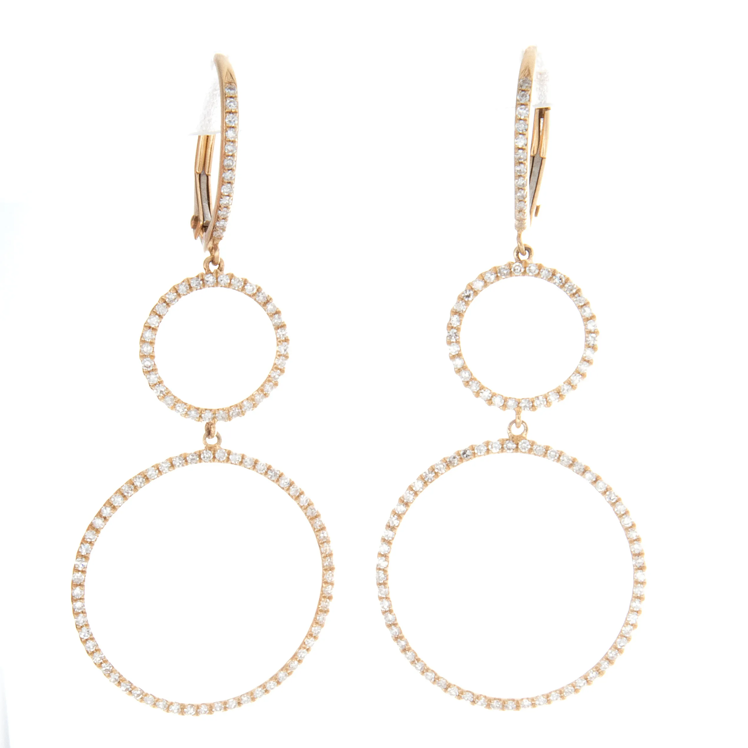 14k Yellow Gold Diamond Circle Earrings