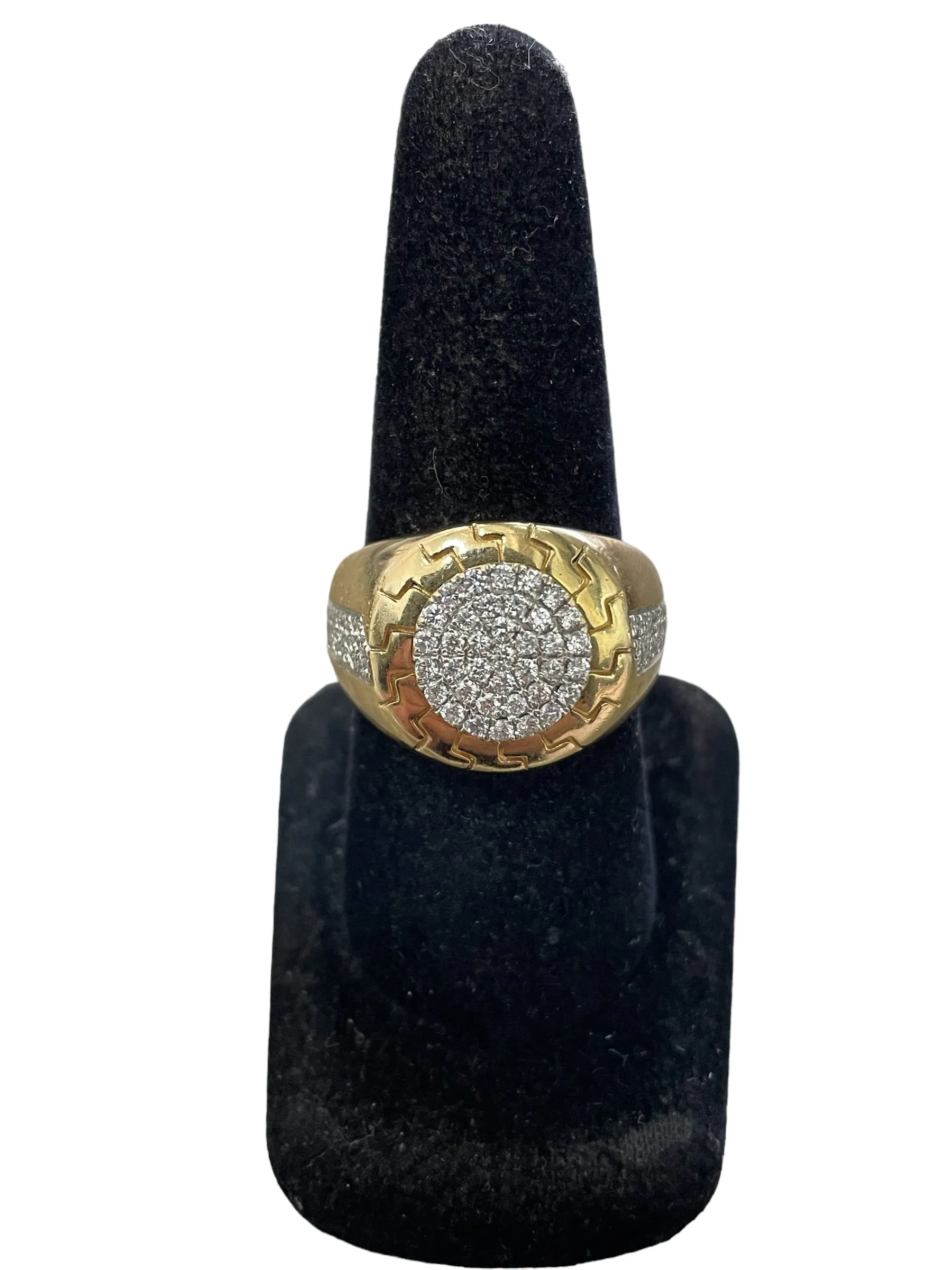 14K Yellow Gold Round Cluster Diamond Ring (Size 10) (Local pick-up only)