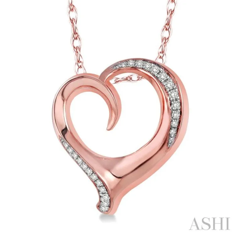 1/6 Ctw Round Cut Diamond Heart Pendant in 14K Rose Gold with Chain