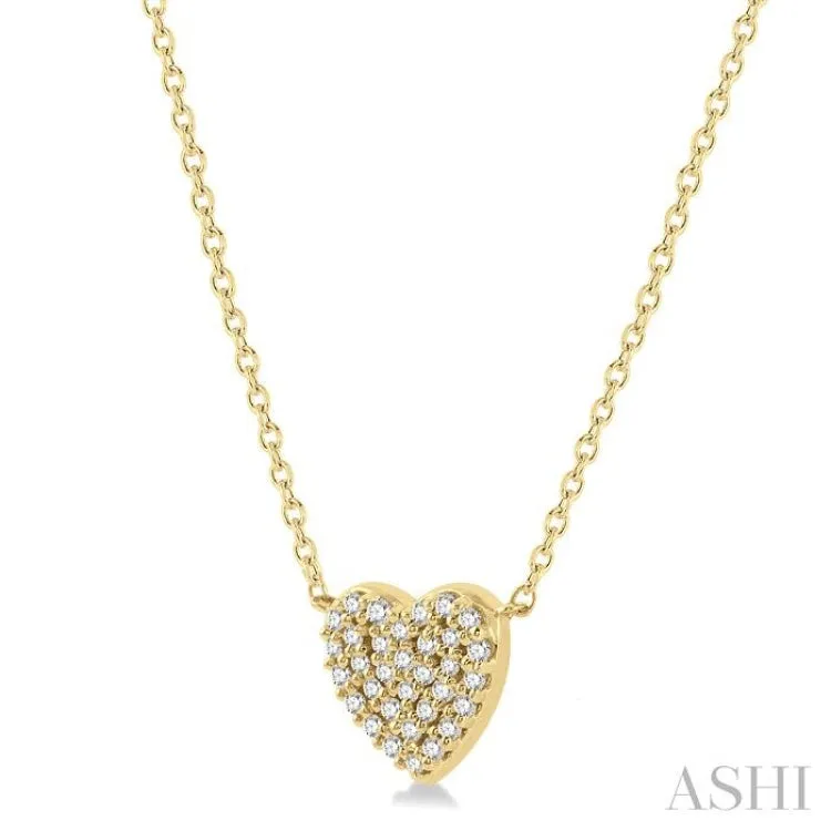 1/8 Ctw Heart Charm Round Cut Diamond Necklace in 10K Yellow Gold