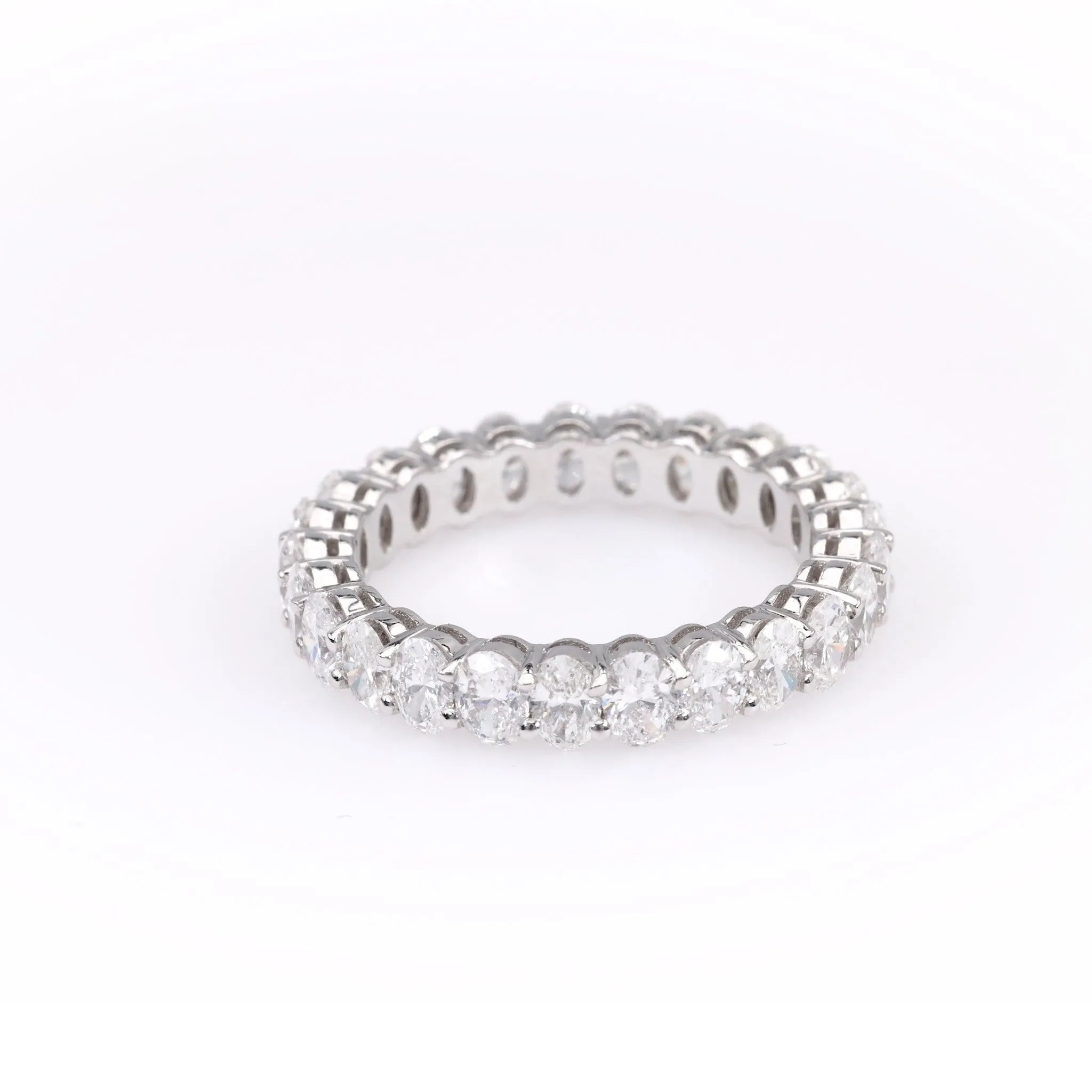 2.25 Carat Total Weight Oval Cut Diamond Platinum Eternity Band