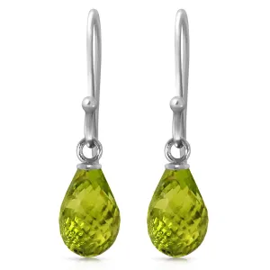 2.7 Carat 14K Solid White Gold Fish Hook Earrings Peridot