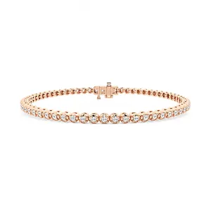 3.00 Carat tw Beautiful Rose Gold Round Brilliant Cut Shiny Diamond Ladies Tennis Bracelet.Secure Double Clasp.