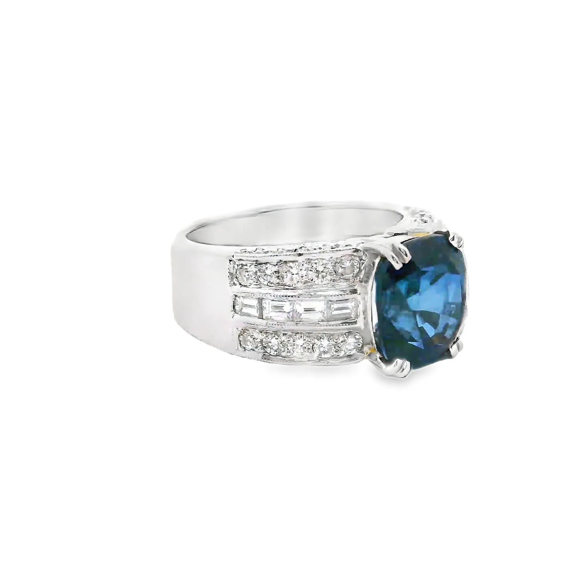 5.00 Carat Blue Sapphire Diamond Platinum Ring, GIA Certified