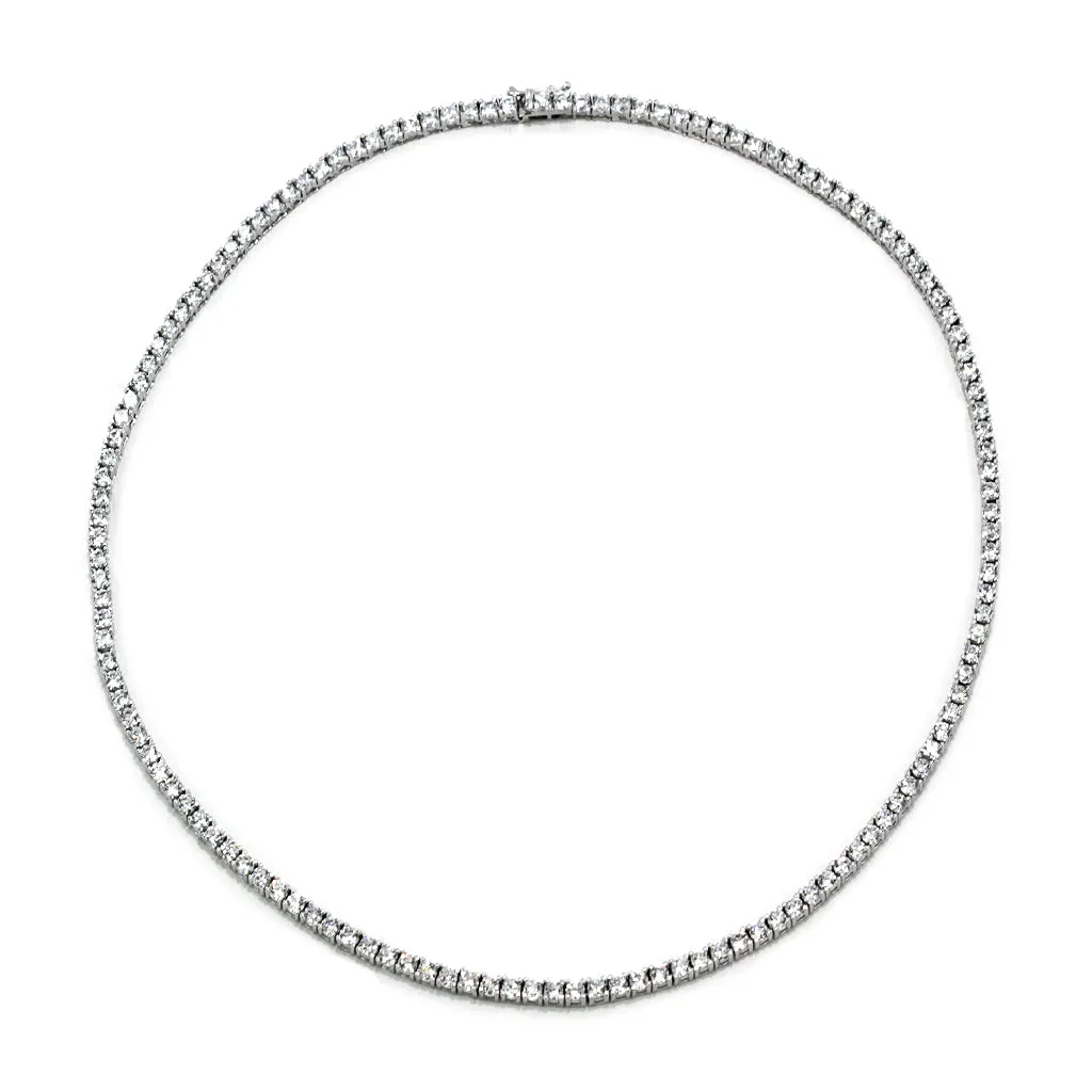 5123-SLV 16" Small Brilliant Round CZ Tennis Necklace Sterling Silver 925