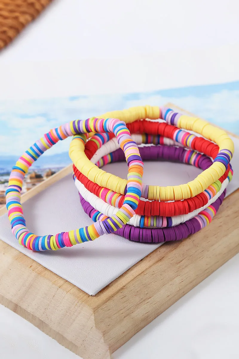 5PCS COLORFUL BEADED BRACELET, 5PCS PER 1 PACK