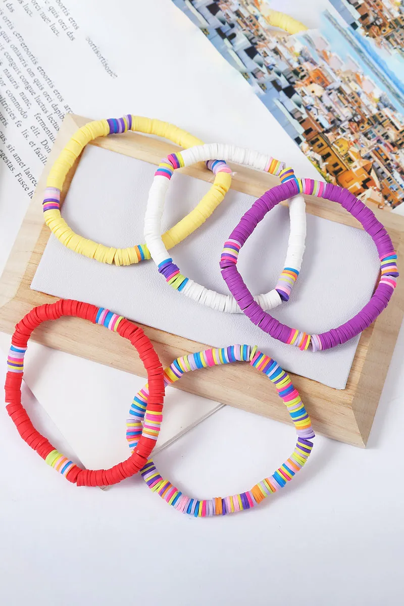 5PCS COLORFUL BEADED BRACELET, 5PCS PER 1 PACK