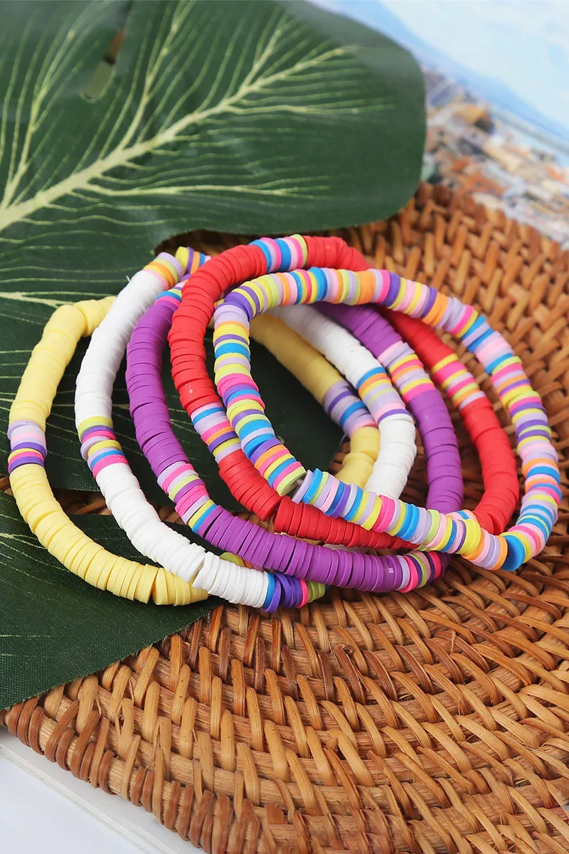 5PCS COLORFUL BEADED BRACELET, 5PCS PER 1 PACK