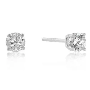 6mm New Sterling Round Cut Cubic Zirconia Studs Silver