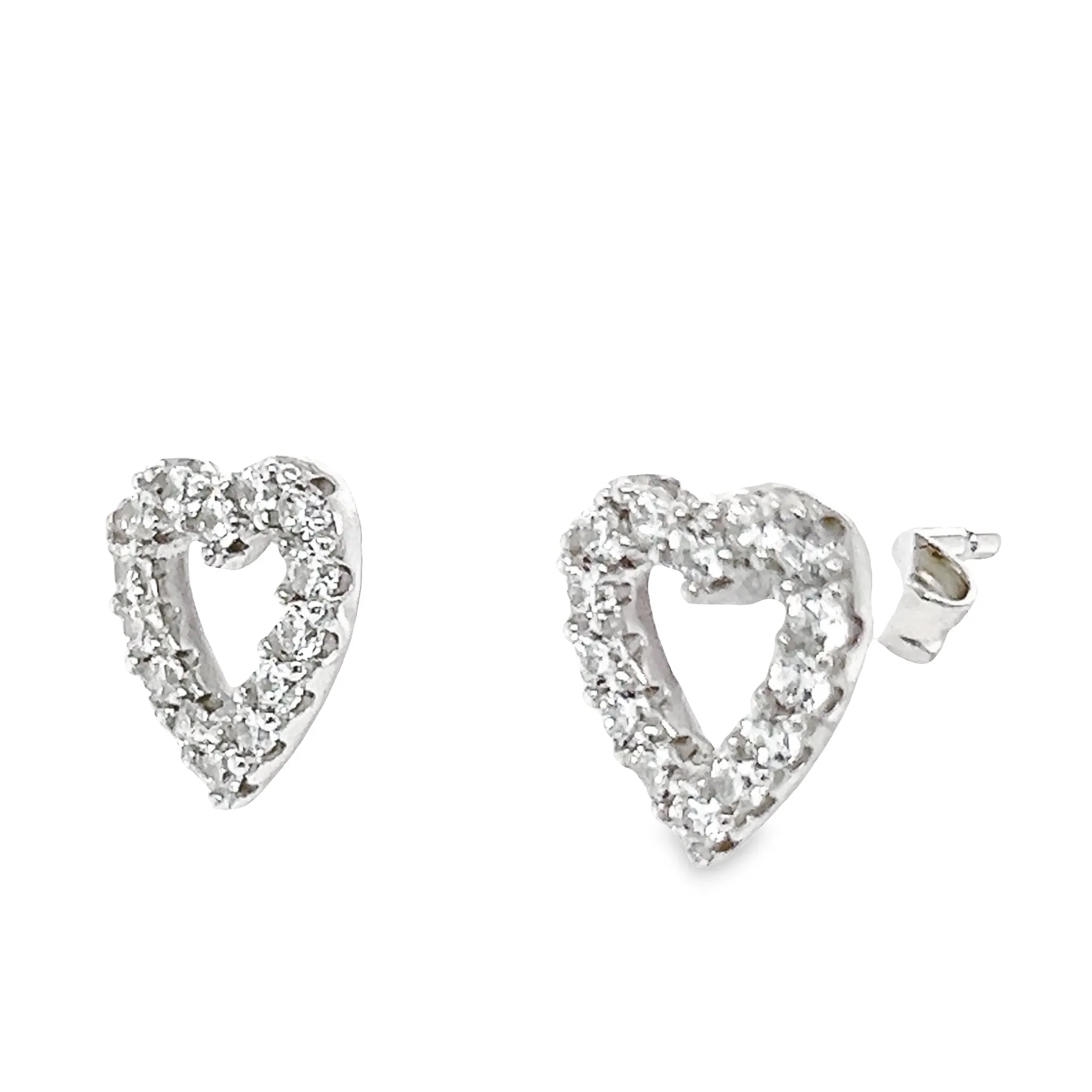 A782 CZ Heart Post Earrings