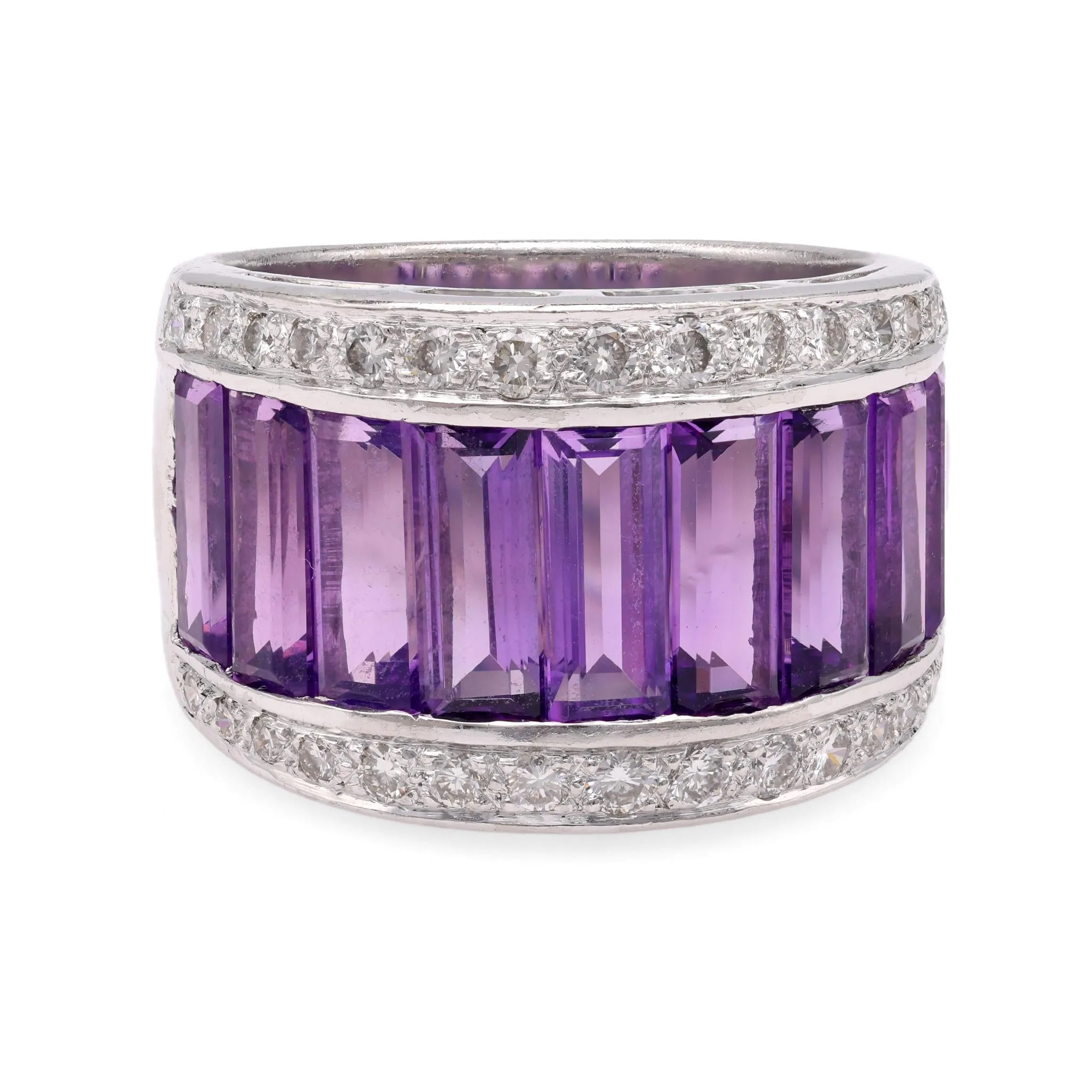 Amethyst Diamond Platinum Band