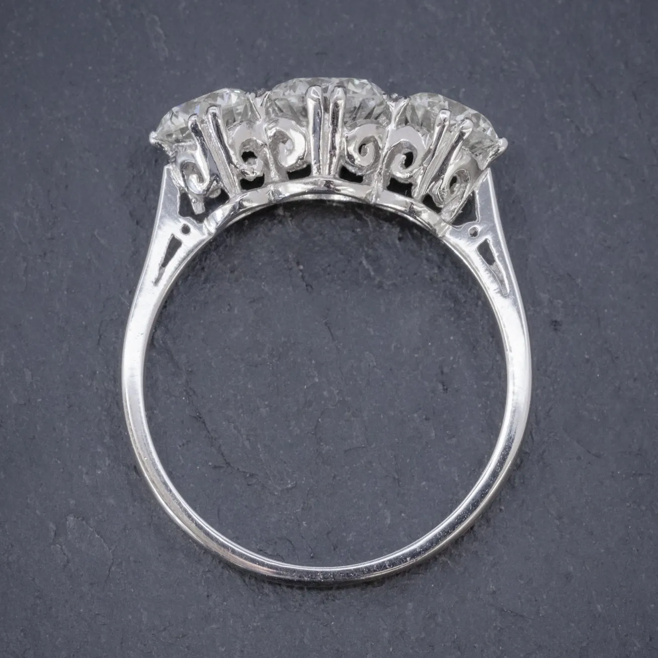 Antique Art Deco Diamond Trilogy Engagement Ring Platinum 2.35Ct Of Diamond Circa 1920 Cert