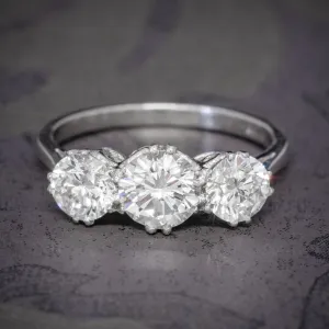 Antique Art Deco Diamond Trilogy Engagement Ring Platinum 2.35Ct Of Diamond Circa 1920 Cert