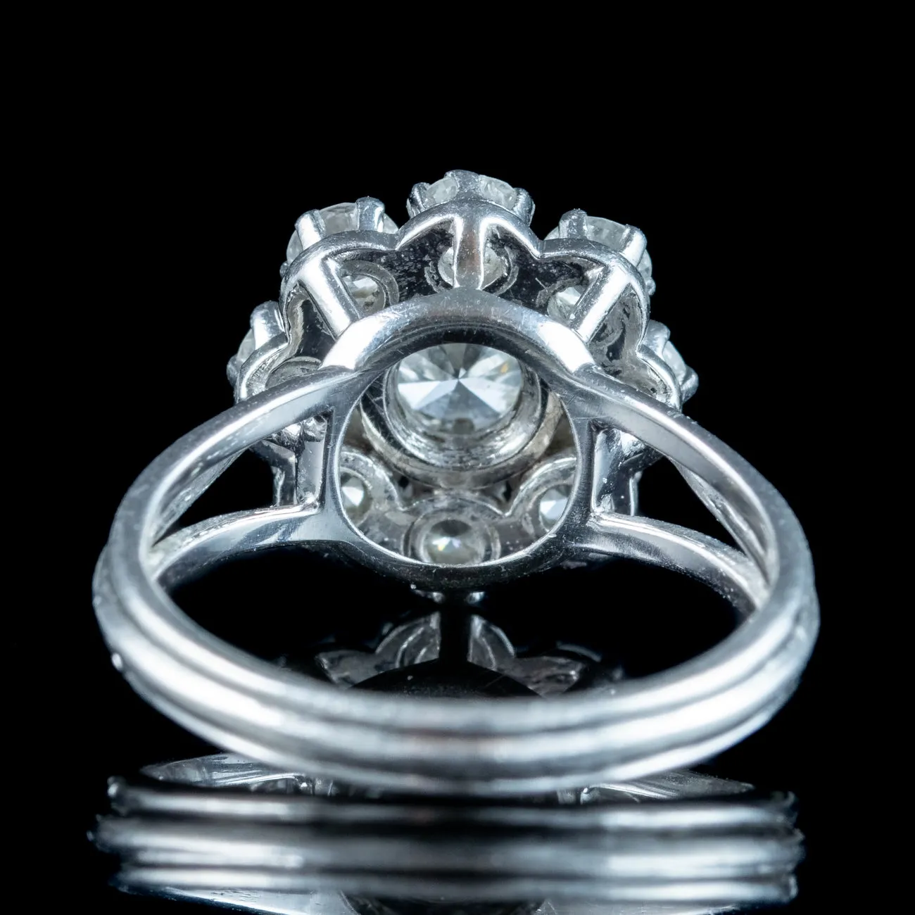 Antique Art Deco French Diamond Daisy Cluster Ring 1.4ct Total