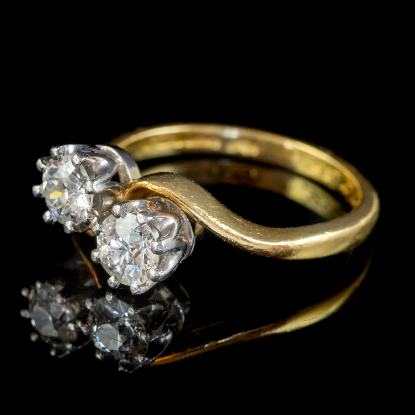 Antique Edwardian 1ct Diamond Twist Ring 18ct Gold Circa 1910