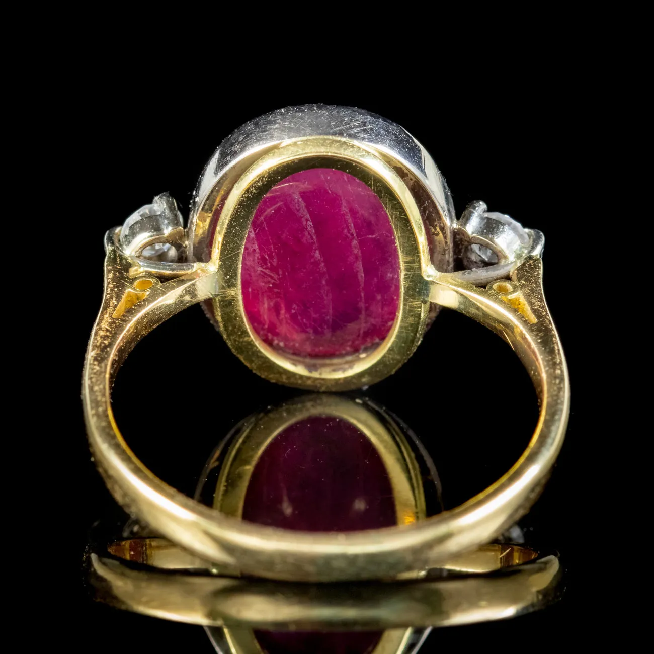 Antique Edwardian Cabochon Faux Ruby Diamond Ring Circa 1910