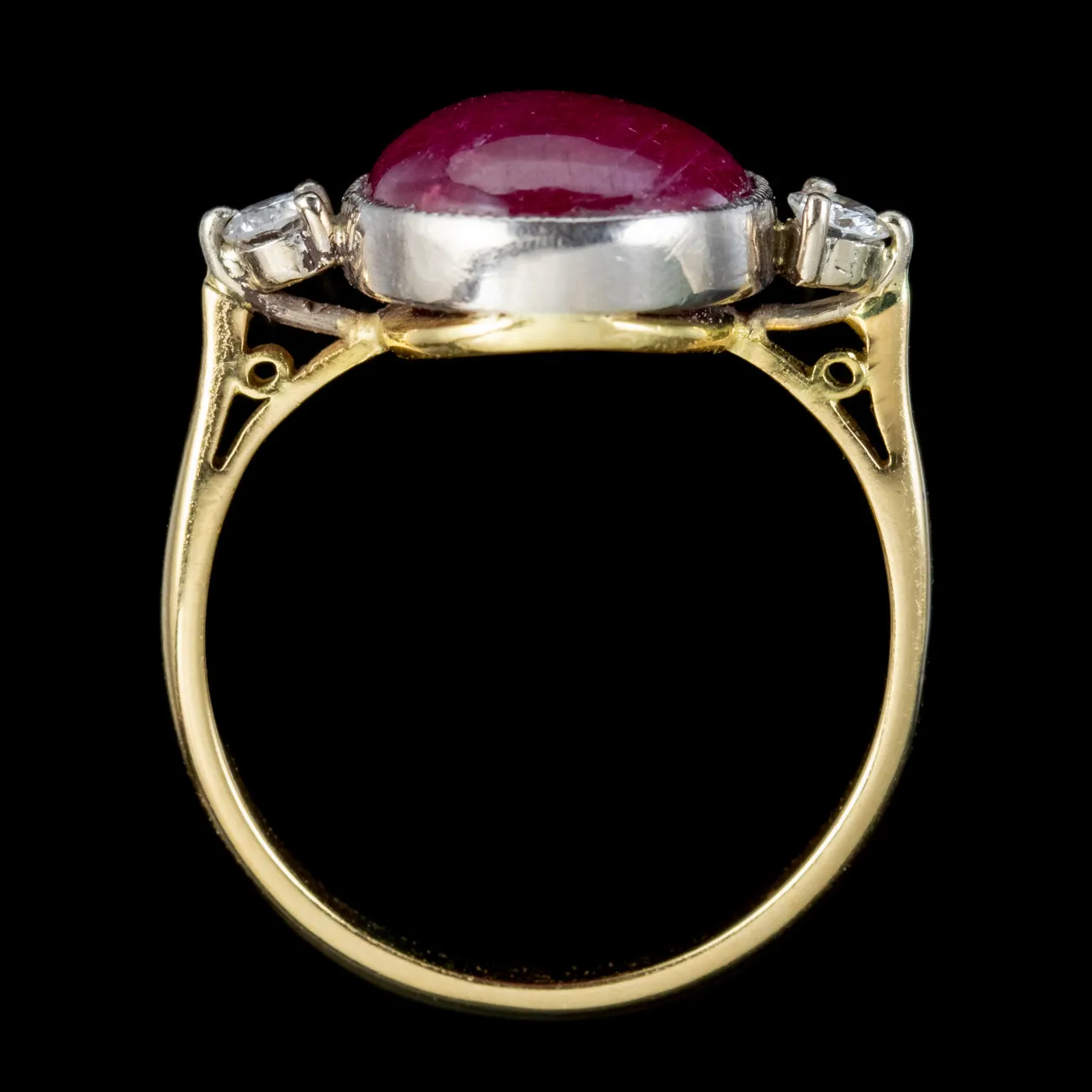 Antique Edwardian Cabochon Faux Ruby Diamond Ring Circa 1910