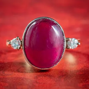 Antique Edwardian Cabochon Faux Ruby Diamond Ring Circa 1910