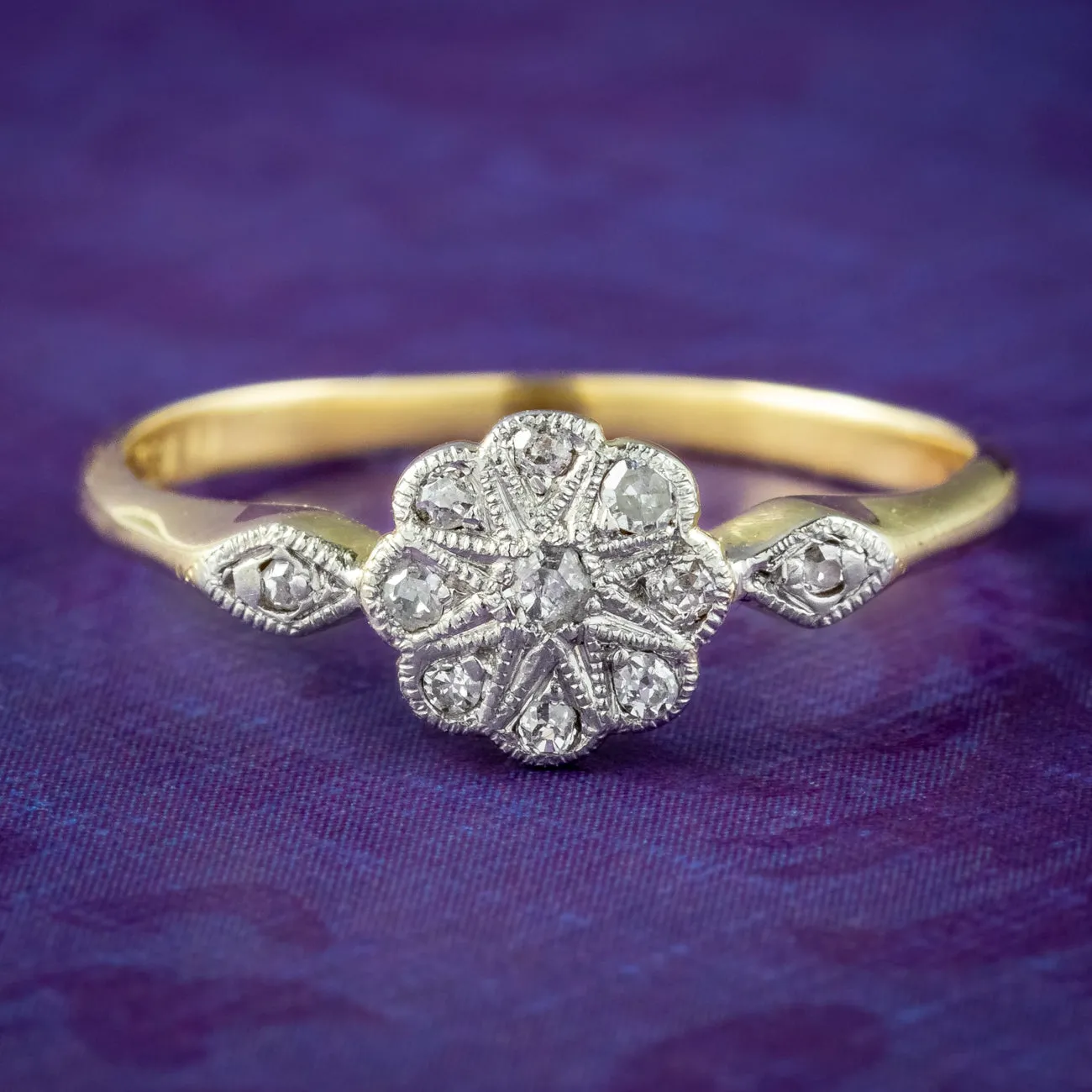 Antique Edwardian Diamond Daisy Cluster Ring