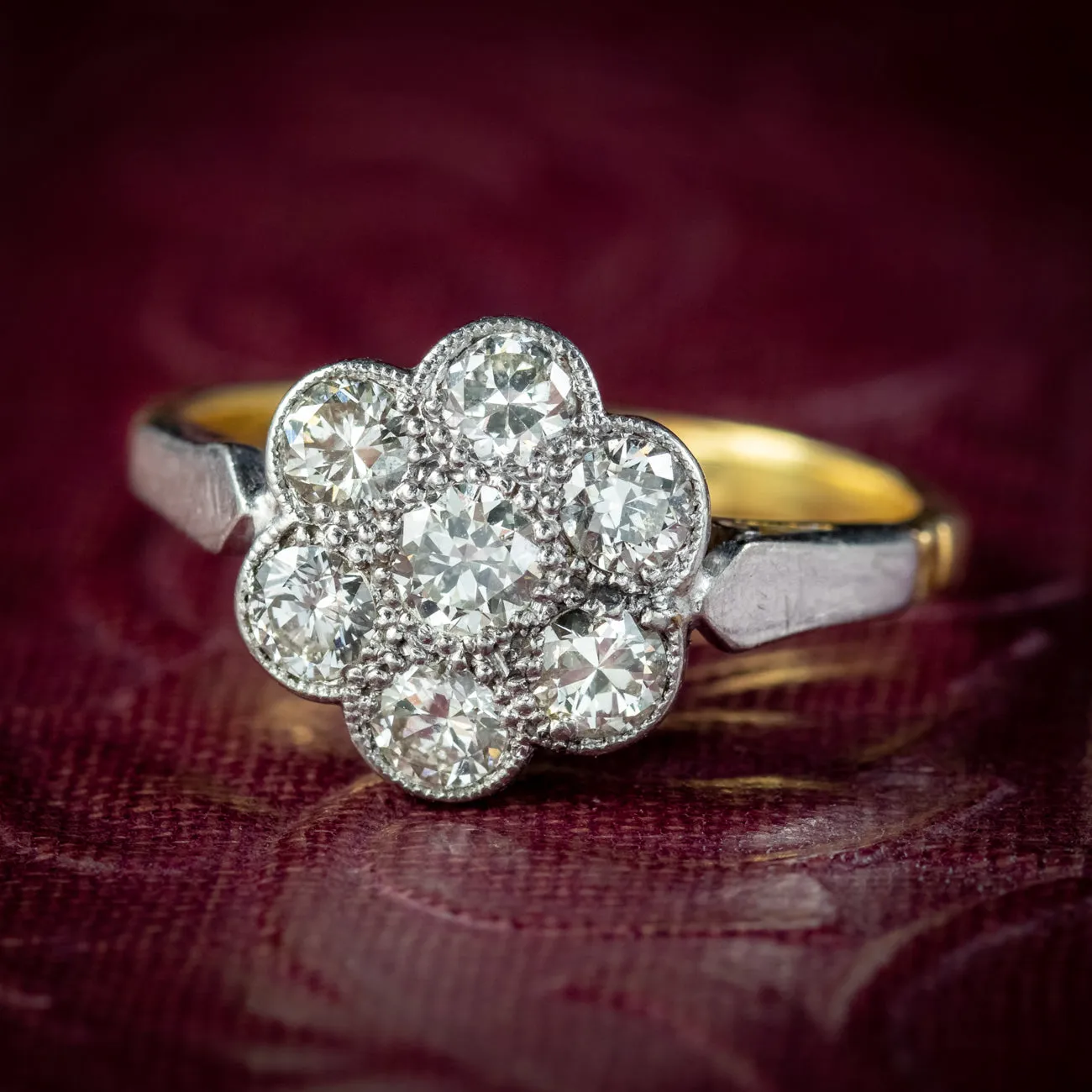 Antique Edwardian Diamond Daisy Ring 1.10ct Of Diamond Circa 1910