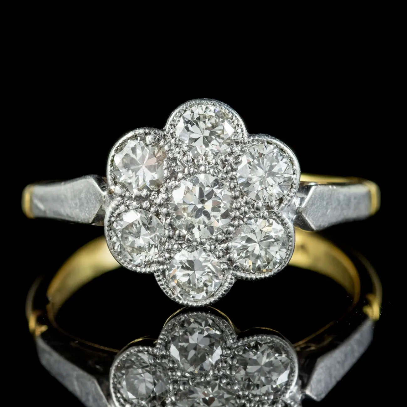 Antique Edwardian Diamond Daisy Ring 1.10ct Of Diamond Circa 1910