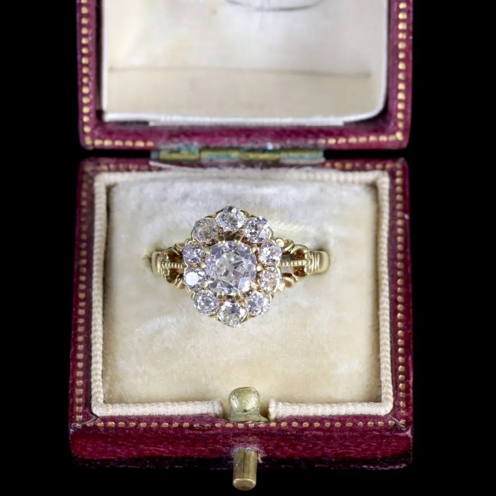 Antique Victorian Diamond Cluster Ring 18Ct Cluster Ring Circa 1880