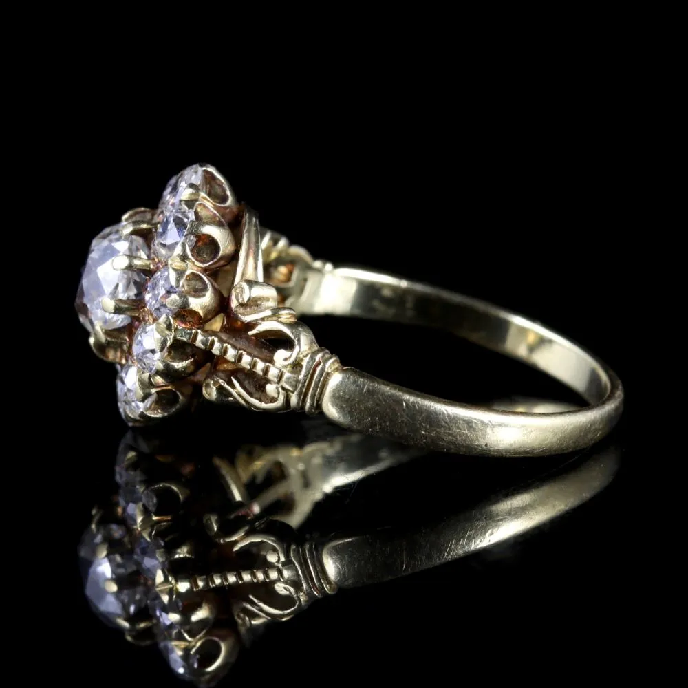 Antique Victorian Diamond Cluster Ring 18Ct Cluster Ring Circa 1880