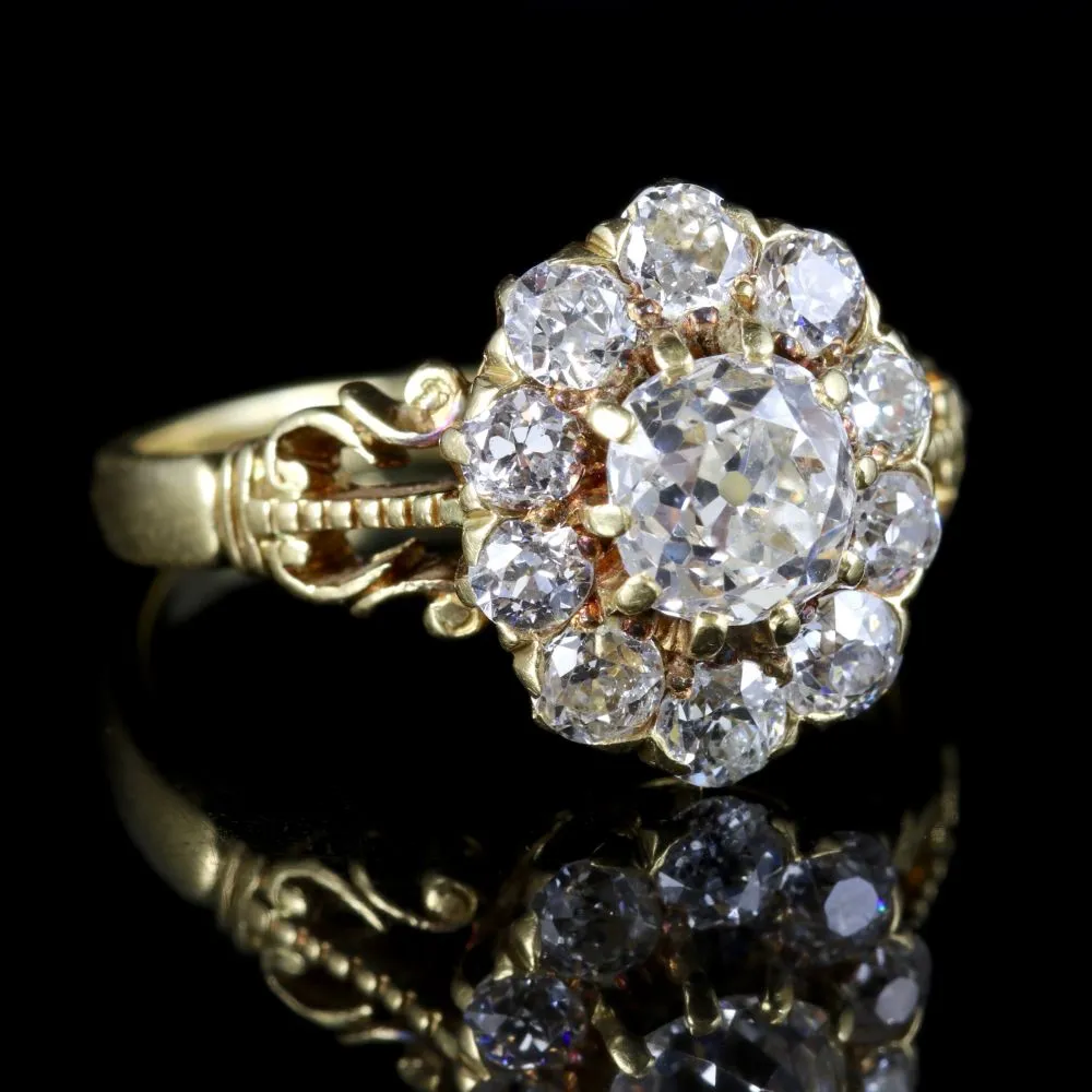 Antique Victorian Diamond Cluster Ring 18Ct Cluster Ring Circa 1880